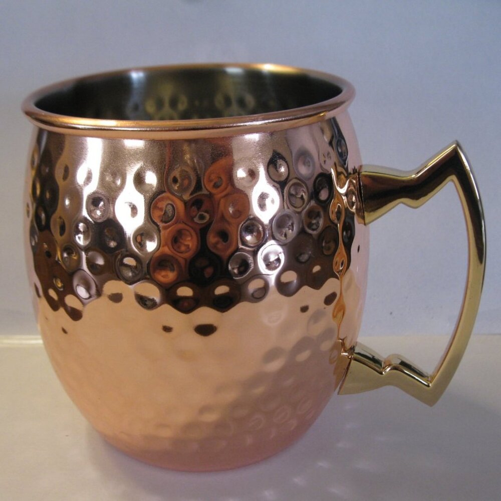 Godinger Moscow Mule 14oz mug - Hammered Copper w/ Brass Handle- brand new